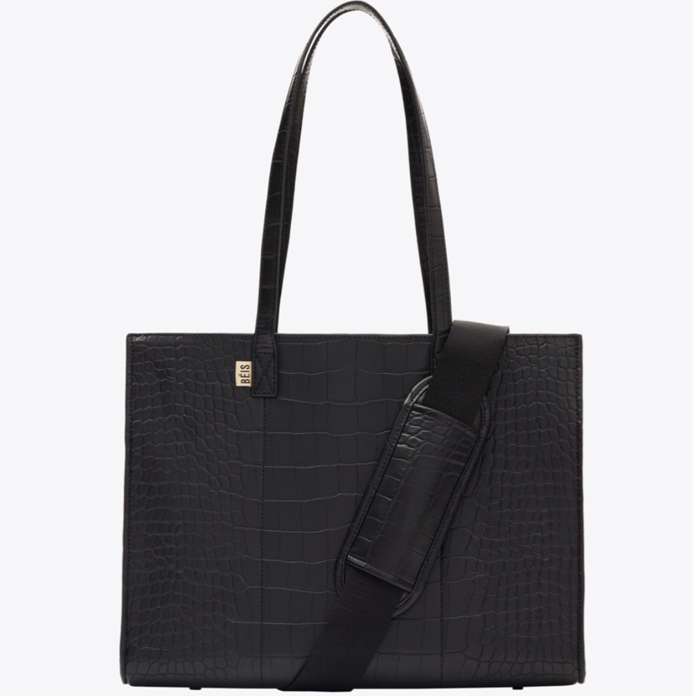 BEIS The Regular Work Tote in Black Croc